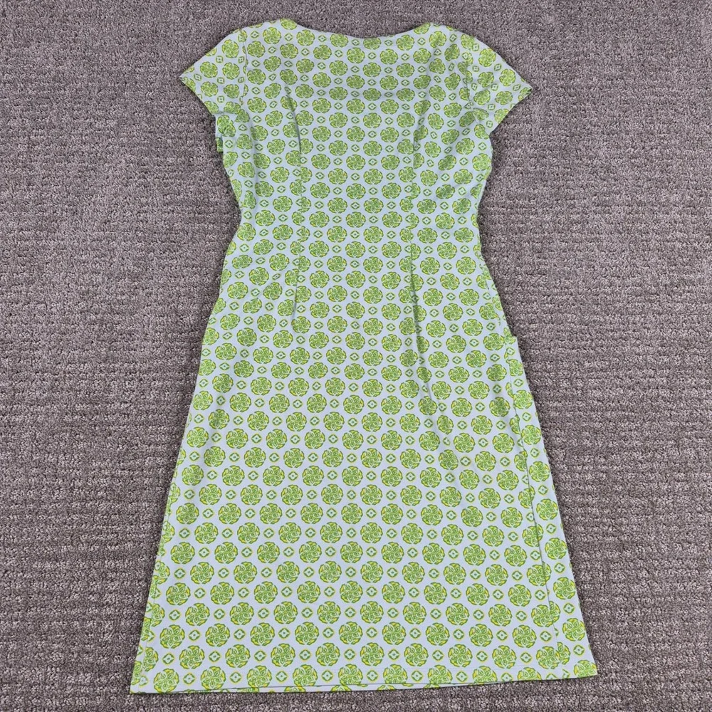 J McLaughlin Catalina Cloth Shift Dress Womens S Green Geometric Pockets